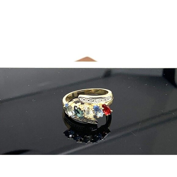 Cocktail Ring 10k Yellow Gold Multi Colored Stones Women's Jewelry Size 6 - Picture 12 of 14